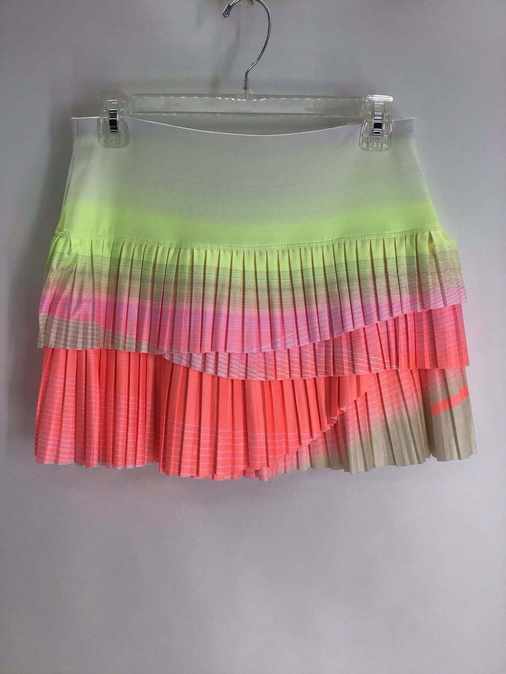Lucky in Love Tennis Pickleball Skirt Pleated Neon Yellow Ombre Athletic  Size S